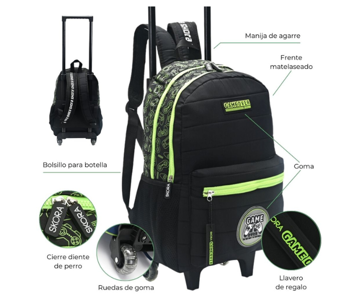 MOCHILA 18" GAMER C/CARRO / SKORA - Imagen 2